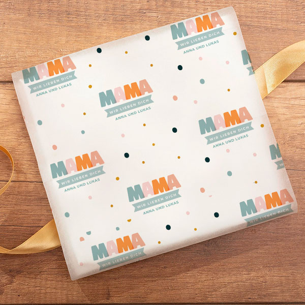 Geschenkpapier Mama Farben mit personalisiertem Namen