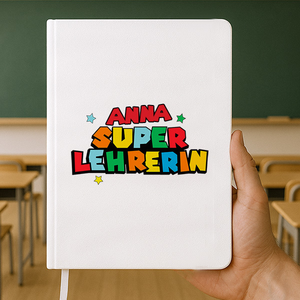 Super-Lehrerin-Notizbuch mit personalisierten Namen