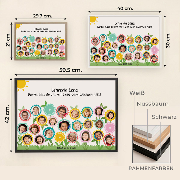 Poster für Lehrkräfte mit Blumen und personalisierten Fotos