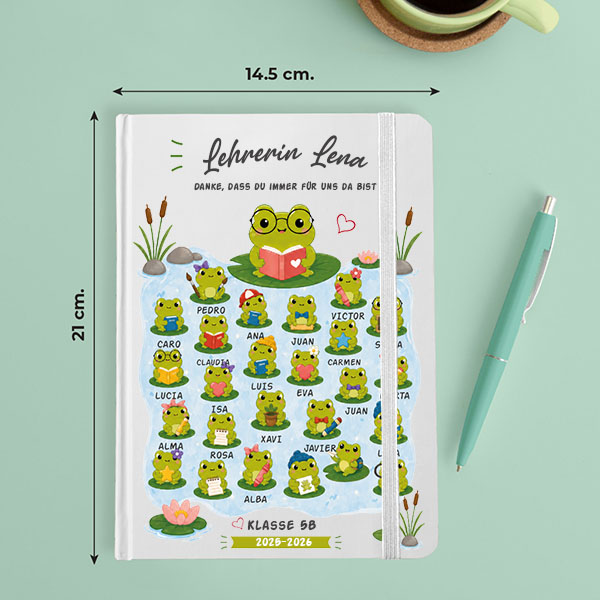 Notizbuch mit Fröschchen und personalisierten Namen
