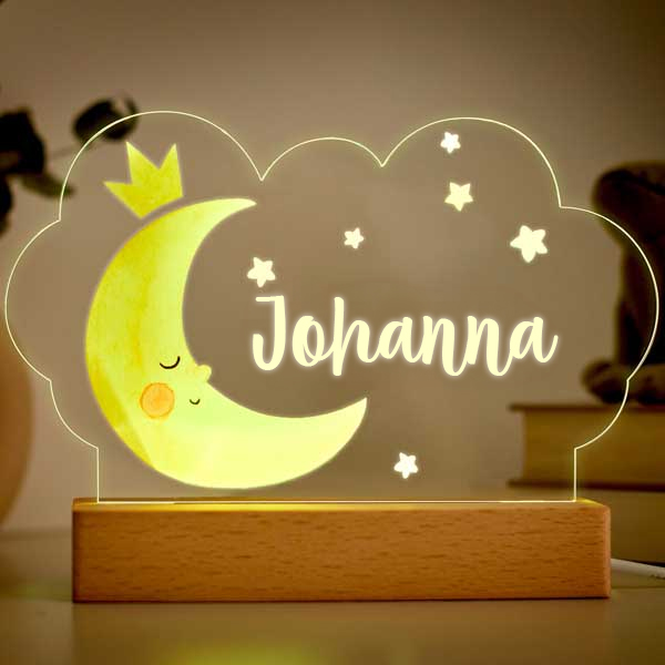 Kinderlampe Mond in Farbe mit personalisiertem Namen
