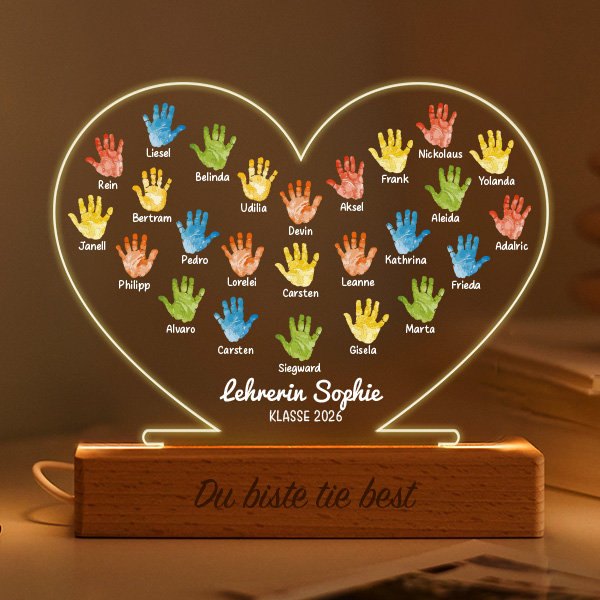 Hände-Lampe für Lehrerinnen mit personalisierten Namen