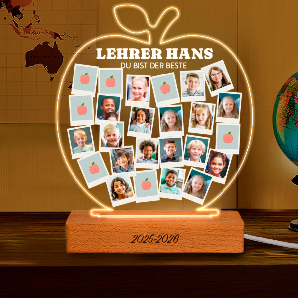 Apfel-Lampe mit personalisierten Polaroid-Fotos