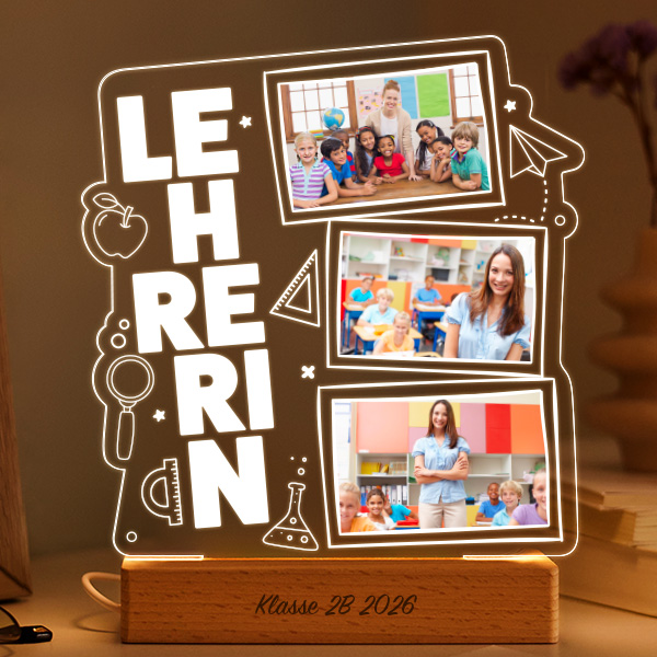 Lampe für Lehrkräfte mit 3 personalisierten Fotos Lampe für Lehrkräfte mit 3 personalisierten Fotos