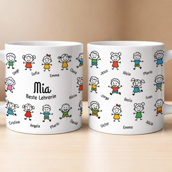 Tasse mit personalisierten Figürchen und Namen