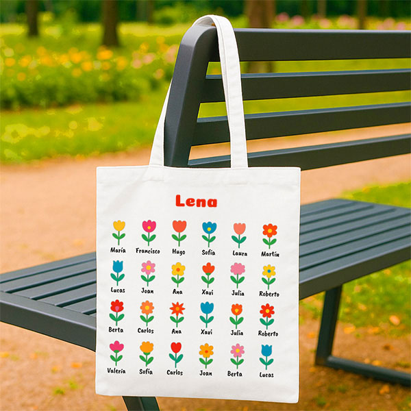 Einkaufstasche Blumen mit personalisierten Namen