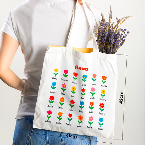 Einkaufstasche Blumen mit personalisierten Namen