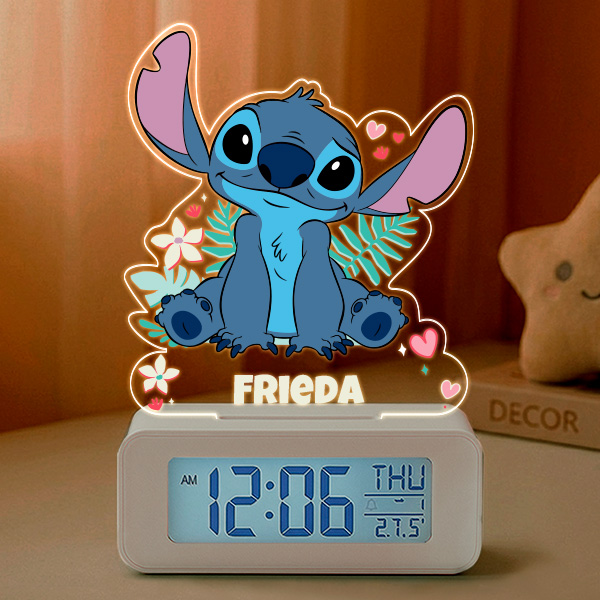 Stitch-Wecker mit Licht und personalisiertem Namen