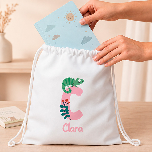 Personalisierter Turnbeutel für Kinder mit Initialen