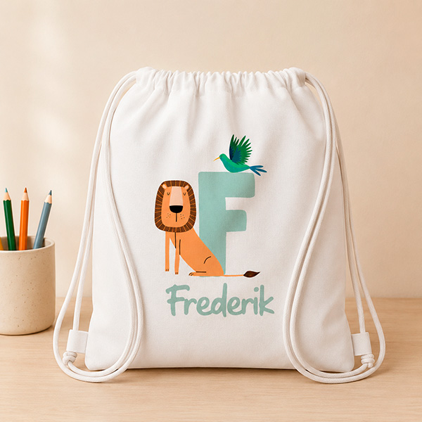 Personalisierter Turnbeutel für Kinder mit Initialen
