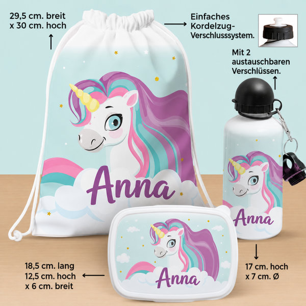 Personalisiertes Kinder-Schulset Einhorn