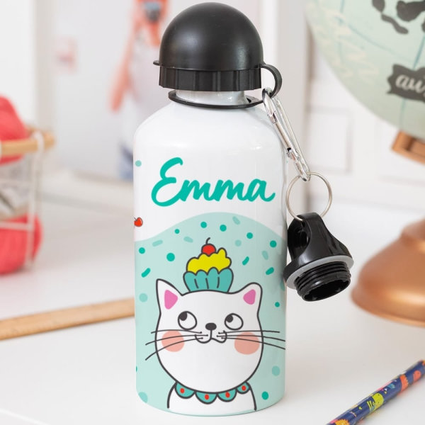 Personalisierte Kinderflasche mit Kätzchen
