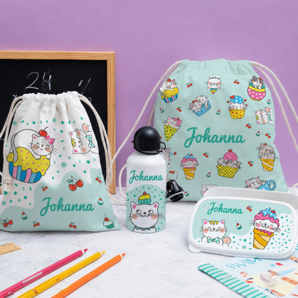 Personalisierte Kinderflasche mit Kätzchen