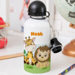 Personalisierte Kinderflasche mit Dschungeltieren Miniaturansicht von Personalisierte Kinderflasche mit Dschungeltieren
