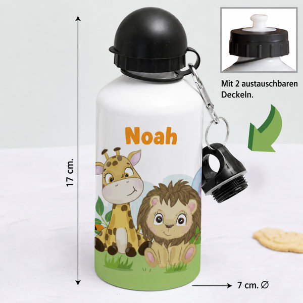 Personalisierte Kinderflasche mit Dschungeltieren