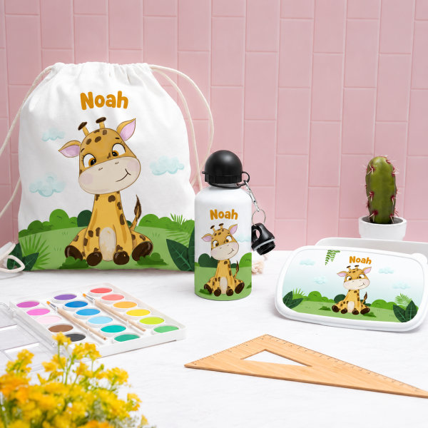 Personalisierte Kinderflasche mit Dschungeltieren