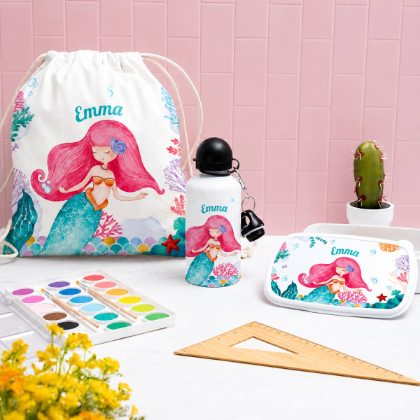 Personalisierte Kinderflasche mit Meerjungfrau
