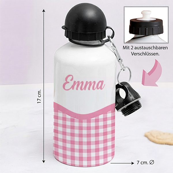 Personalisierte Kinderflasche mit Karomuster