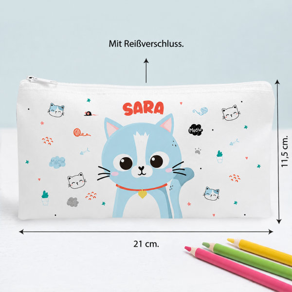 Personalisiertes Kinder-Federmäppchen mit bunten Tieren