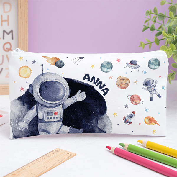 Personalisiertes Kinder-Federmäppchen mit Astronaut im Weltall