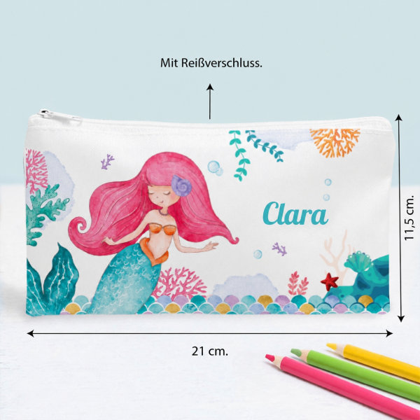 Personalisiertes Kinder-Federmäppchen mit Meerjungfrau