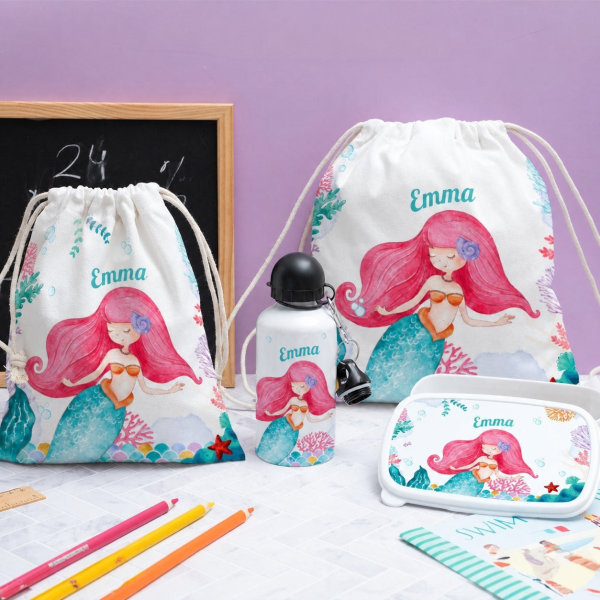 Personalisiertes Kinder-Federmäppchen mit Meerjungfrau