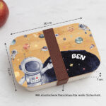 Miniaturansicht von Personalisierte Kinder-Brotdose mit Bambusdeckel und Astronaut im Weltall