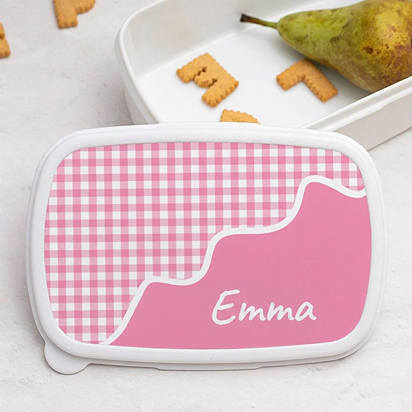 Personalisierte Kinder-Brotdose mit Karomuster