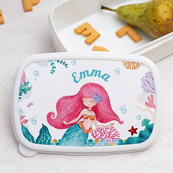Personalisierte Kinder-Brotdose mit Meerjungfrau