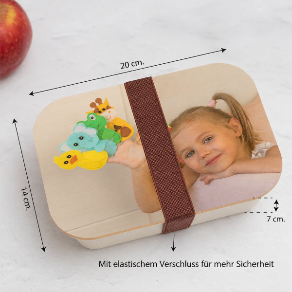 Personalisierte Kinder-Brotdose mit Bambusdeckel und Foto