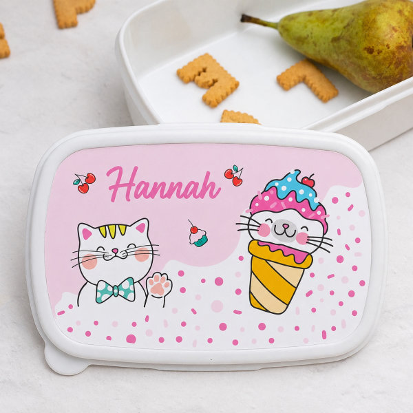 Personalisierte Kinder-Brotdose mit Kätzchen