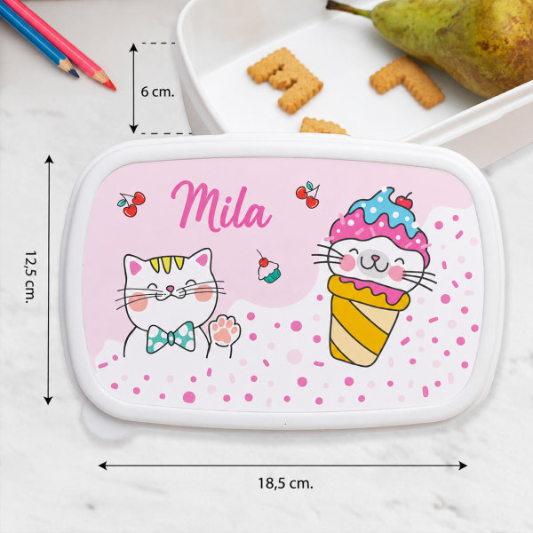 Personalisierte Kinder-Brotdose mit Kätzchen