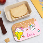 Miniaturansicht von Personalisierte Kinder-Brotdose mit Bambusdeckel und Kätzchen