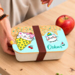 Miniaturansicht von Personalisierte Kinder-Brotdose mit Bambusdeckel und Kätzchen