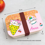 Miniaturansicht von Personalisierte Kinder-Brotdose mit Bambusdeckel und Kätzchen