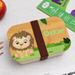 Miniaturansicht von Personalisierte Kinder-Brotdose mit Bambusdeckel und Dschungeltieren