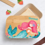 Miniaturansicht von Personalisierte Kinder-Brotdose mit Bambusdeckel und Meerjungfrau