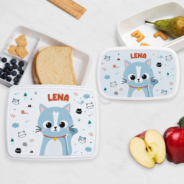 Personalisierte Kinder-Brotdose mit bunten Tieren