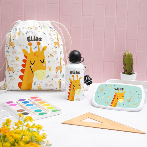 Personalisierter Kinder-Turnbeutel mit bunten Tieren