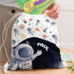Miniaturansicht von Personalisierter Kinder-Turnbeutel mit Astronaut im Weltall