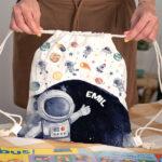 Miniaturansicht von Personalisierter Kinder-Turnbeutel mit Astronaut im Weltall