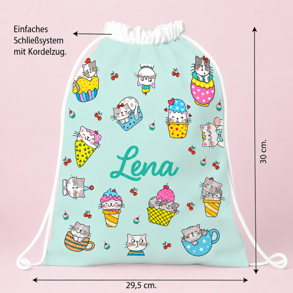 Personalisierter Kinder-Turnbeutel mit Kätzchen