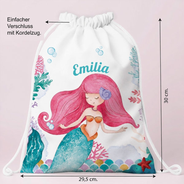 Personalisierter Kinder-Turnbeutel mit Meerjungfrau