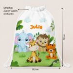 Miniaturansicht von Personalisierter Kinder-Turnbeutel mit Dschungeltieren
