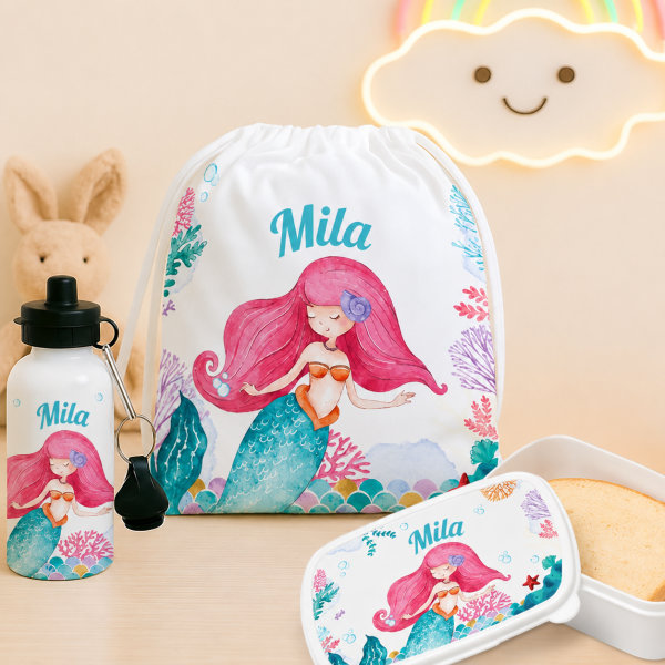 Personalisiertes Kinder-Schulset mit Meerjungfrau