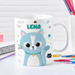 Personalisierter bruchsicherer Kinderbecher mit bunten Tieren mit Namen Miniaturansicht von Personalisierter bruchsicherer Kinderbecher mit bunten Tieren mit Namen