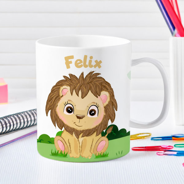 Unzerbrechliche personalisierte Kindertasse mit Dschungeltieren und Name