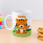 Miniaturansicht von Unzerbrechliche personalisierte Kindertasse mit Dschungeltieren und Name