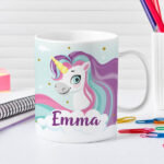 Unzerbrechliche personalisierte Kindertasse mit Einhorn und Name Miniaturansicht von Unzerbrechliche personalisierte Kindertasse mit Einhorn und Name