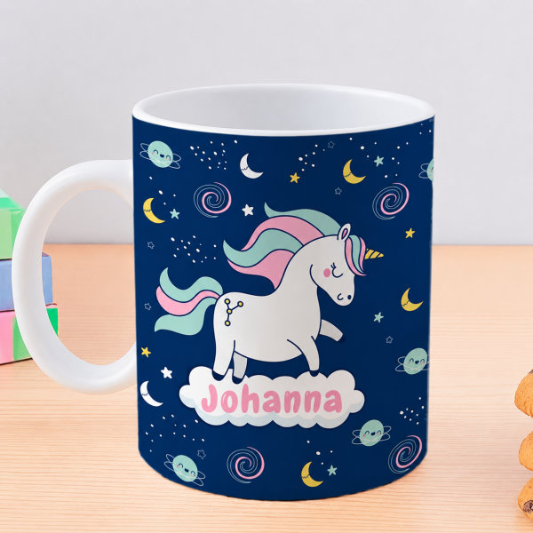 Unzerbrechliche personalisierte Kindertasse mit Einhorn und Name